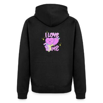 J’adore les filles slime tout-petits de la maternelle - Veste à capuche bio Premium Unisexe - noir - Dos - Nico (187cm)