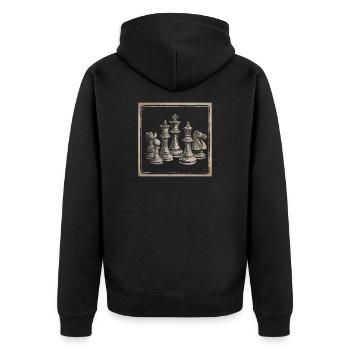 Vintage Schach Design für Schachliebhaber Klassisc - Unisex Premium Bio Zip Hoodie - Schwarz - Hinten - Nico (187cm)