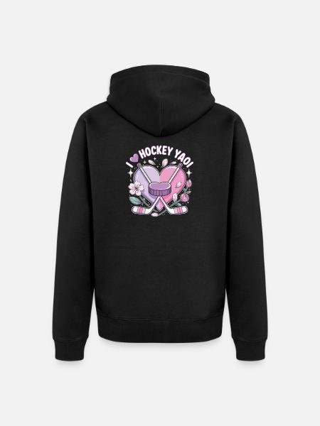 Pastel Heart Hockey Love - Unisex Premium Organic Zip Hoodie - black
