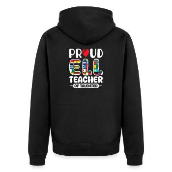 ELL-Lehrer englische Sprache - Unisex Premium Bio Zip Hoodie - Schwarz - Hinten - Nico (187cm)