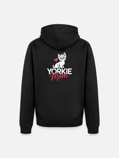 Yorkie Mom Heart Logo Design - Unisex Premium Organic Zip Hoodie - black
