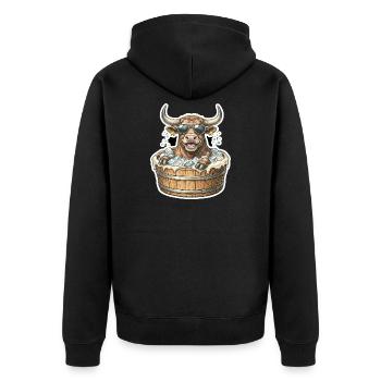 Eisbaden Bulle Stier Kuh - Unisex Premium Organic Zip Hoodie - black - Back - Nico (187cm)