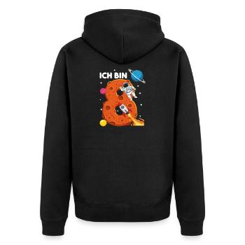 Ich bin 8 Astronaut Weltraum Geburtstag - Unisex Premium Bio Zip Hoodie - Schwarz - Hinten - Nico (187cm)