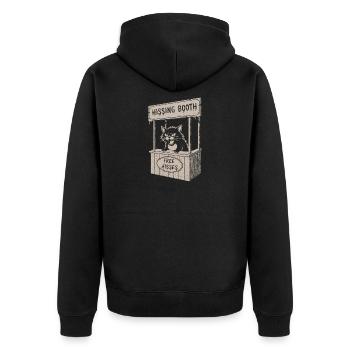 Katzenstand im Hissing Booth - Unisex Premium Bio Zip Hoodie - Schwarz - Hinten - Nico (187cm)