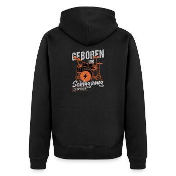 Geboren zum Schlagzeugspielen / Drummer - Unisex Premium Bio Zip Hoodie - Schwarz - Hinten - Nico (187cm)