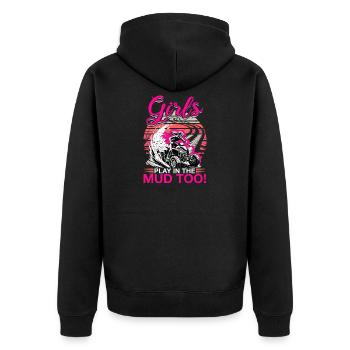 Quad ATV Woman Girl Four Wheeler - Unisex Premium Organic Zip Hoodie - black - Back - Nico (187cm)