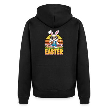 Easter Football Bunny with Sunglasses Jersey 18 - Unisex Premium Organic Zip Hoodie - black - Back - Nico (187cm)