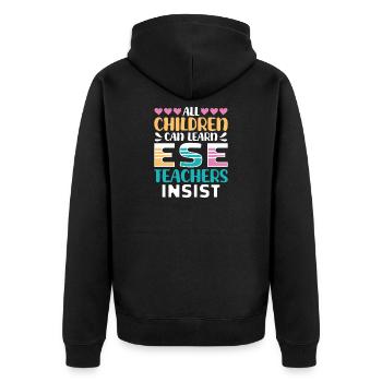 Geschenke für ESE-Lehrer - Unisex Premium Bio Zip Hoodie - Schwarz - Hinten - Nico (187cm)
