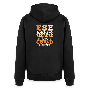 Geschenke für ESE-Lehrer - Unisex Premium Bio Zip Hoodie - Schwarz - Hinten - Nico (187cm)