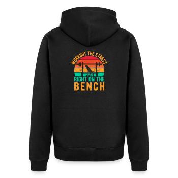 Fitness Motivation Bodybuilder Workout The Stress - Unisex Premium Bio Zip Hoodie - Schwarz - Hinten - Nico (187cm)