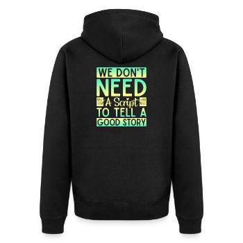 Théâtre musical Nous n’avons pas besoin d’un théâtre à script - Veste à capuche bio Premium Unisexe - noir - Dos - Nico (187cm)