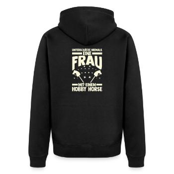 Steckenpferd Hobbyhorse Hobby Horsing - Unisex Premium Bio Zip Hoodie - Schwarz - Hinten - Nico (187cm)