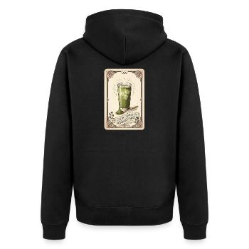 Tranquillity in powder form | Matcha Vintage - Unisex Premium Organic Zip Hoodie - black - Back - Nico (187cm)