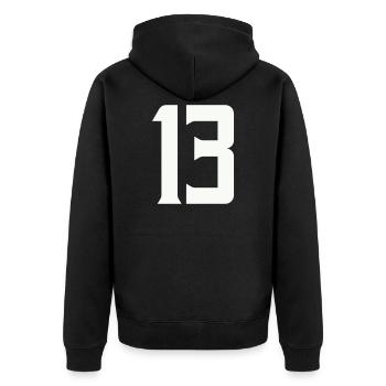 13 - Unisex Premium Organic Zip Hoodie - black - Back - Nico (187cm)