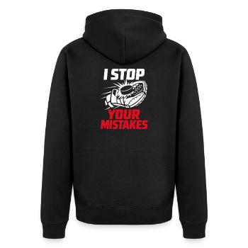 Hockey Goalie Geschenk Goalie Life Hockey Goalie - Unisex Premium Bio Zip Hoodie - Schwarz - Hinten - Nico (187cm)