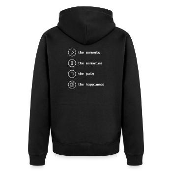 Pleine conscience, moments, souvenirs, bonheur - Veste à capuche bio Premium Unisexe - noir - Dos - Nico (187cm)