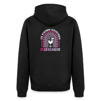 Geschenke für ESE-Lehrer - Unisex Premium Bio Zip Hoodie - Schwarz - Hinten - Nico (187cm)