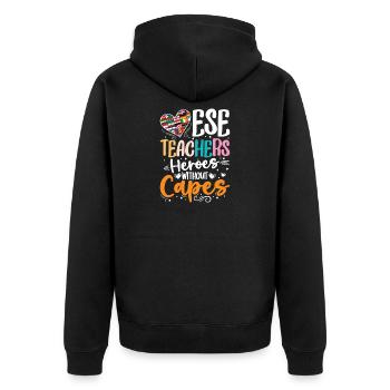 Geschenke für ESE-Lehrer - Unisex Premium Bio Zip Hoodie - Schwarz - Hinten - Nico (187cm)