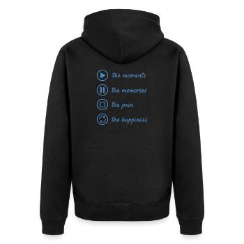 Pleine conscience, moments, souvenirs, bonheur - Veste à capuche bio Premium Unisexe - noir - Dos - Nico (187cm)