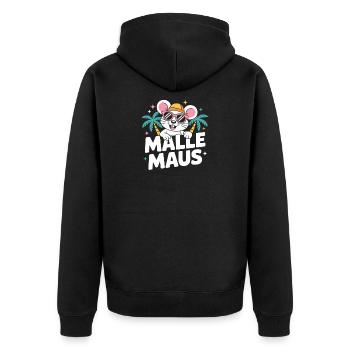 Mallemaus JGA Frauen Mallorca Fan Party Malle Maus - Unisex Premium Bio Zip Hoodie - Schwarz - Hinten - Nico (187cm)