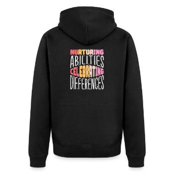 Geschenke für ESE-Lehrer - Unisex Premium Bio Zip Hoodie - Schwarz - Hinten - Nico (187cm)