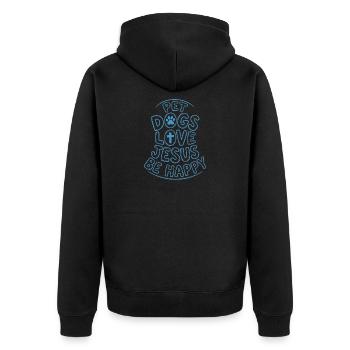 Pet Dogs Love Jesus Be Happy - Unisex Premium Bio Zip Hoodie - Schwarz - Hinten - Nico (187cm)
