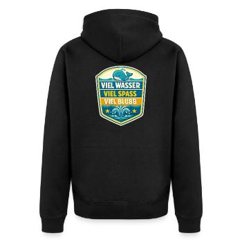 Viel Wasser Viel Spass Schild - Unisex Premium Bio Zip Hoodie - Schwarz - Hinten - Nico (187cm)
