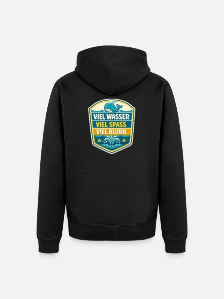 Viel Wasser Viel Spass Schild - Unisex Premium Bio Zip Hoodie - Schwarz