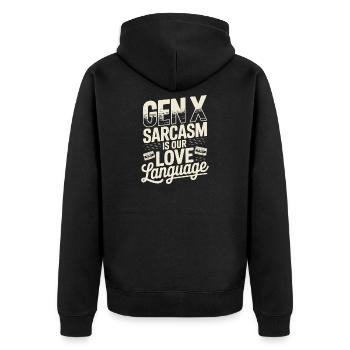 Le sarcasme de la génération X est notre langage de l’amour - Veste à capuche bio Premium Unisexe - noir - Dos - Nico (187cm)