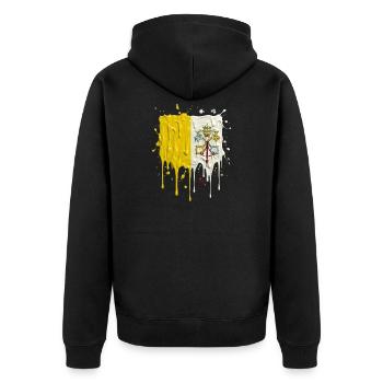 Vatican's yellow and white color split - Unisex Premium Organic Zip Hoodie - black - Back - Nico (187cm)