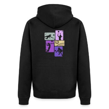Joueuse de volley-ball de beach-volley féminin - Veste à capuche bio Premium Unisexe - noir - Dos - Nico (187cm)