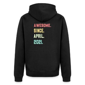 Großartig seit April 2021 - Unisex Premium Bio Zip Hoodie - Schwarz - Hinten - Nico (187cm)