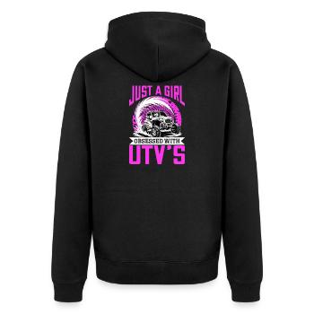 UTV Off Road Girl Woman 4 Wheeler Side by side - Unisex Premium Bio Zip Hoodie - Schwarz - Hinten - Nico (187cm)