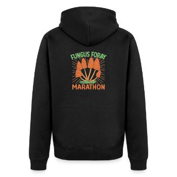 Marathon de champignons chasseur de champignons - Veste à capuche bio Premium Unisexe - noir - Dos - Nico (187cm)