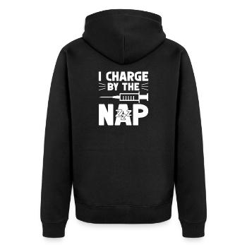 Anesthesiologist Charge The Nap Anesthesia - Unisex Premium Bio Zip Hoodie - Schwarz - Hinten - Nico (187cm)