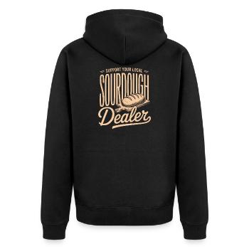 Lokaler Sauerteighändler-Tee - Unisex Premium Bio Zip Hoodie - Schwarz - Hinten - Nico (187cm)