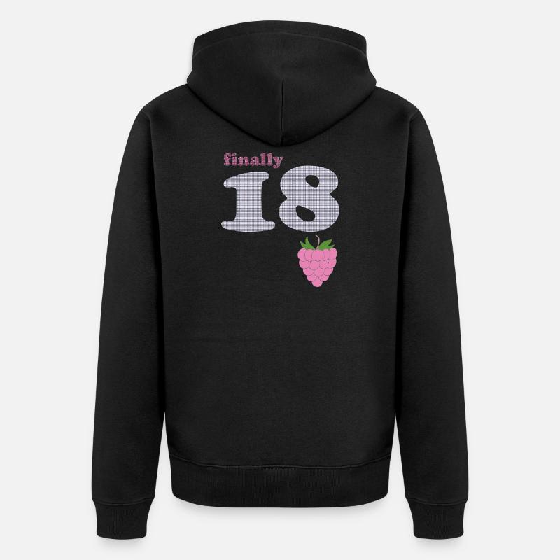 Endlich 18 – Beeren Plaid Design - Unisex Premium Bio Zip Hoodie - Schwarz