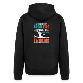 Dancing Vortex Dance School Fire Stick Dancer - Unisex Premium Organic Zip Hoodie - black - Back - Nico (187cm)