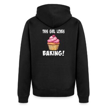 Dieses Mädchen liebt Backen Cupcake - Unisex Premium Bio Zip Hoodie - Schwarz - Hinten - Nico (187cm)