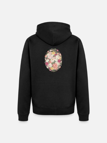 Pastel Blossom Oval Rose Bouquet - Unisex Premium Organic Zip Hoodie - black