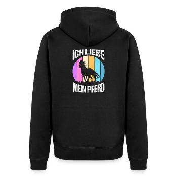Reiten Pferdeliebhaber Reiterhof Pferde - Unisex Premium Bio Zip Hoodie - Schwarz - Hinten - Nico (187cm)