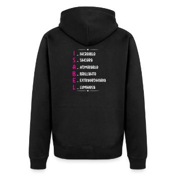 Isabel Name Personalized Gift - Unisex Premium Organic Zip Hoodie - black - Back - Nico (187cm)