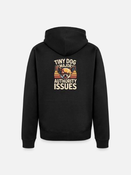 Small Dog, Big Ego | Chihuahua Saying - Unisex Premium Organic Zip Hoodie - black