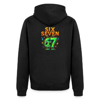 Six Seven 67 Italian Brainrot Alien Humor Funny - Unisex Premium Organic Zip Hoodie - black - Back - Nico (187cm)