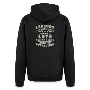 Geburtstagsgeschenk April 1976 - Unisex Premium Bio Zip Hoodie - Schwarz - Hinten - Nico (187cm)