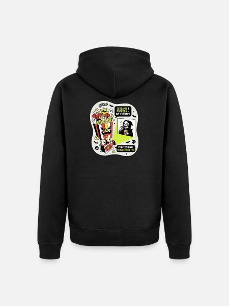 Popcorn Monster Therapy - Unisex Premium Organic Zip Hoodie - black