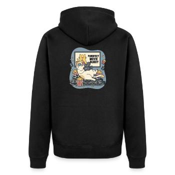 Purrfect Movie Buddy: Katzen Kino Spaß - Unisex Premium Bio Zip Hoodie - Schwarz - Hinten - Nico (187cm)