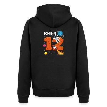 Ich bin 12 Astronaut Weltraum Geburtstag - Unisex Premium Bio Zip Hoodie - Schwarz - Hinten - Nico (187cm)