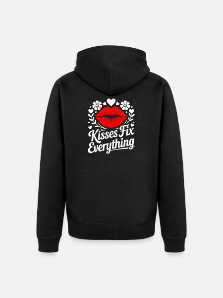 Kisses heal everything - Unisex Premium Organic Zip Hoodie - black
