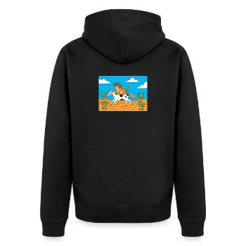 Un cowboy chat en promenade dans le désert - Veste à capuche bio Premium Unisexe - noir - Dos - Nico (187cm)